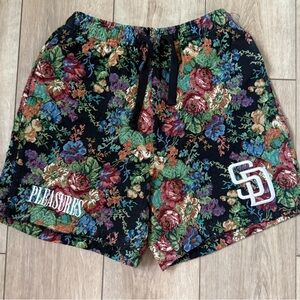 Men's MLB San Diego Padres PLEASURES Black Floral Tapestry Shorts